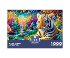 Le Tigre Cub Repose Parmi Les Roses dans Un Bois éclatant Puzzle De 1000 Pièces Tiger Excellent Cadeau pour Enfants Et Adultes 38x26cm/1000pcs