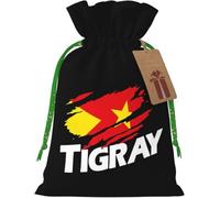 Le Tigré dans mon cœur, le Tigré en moi, le drapeau du Tigré. Sac en toile de jute réutilisable avec cordon de serrage, idéal pour Noël et les cadeaux d'invités.