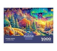 Le Tigre Dormant sous Les lumières aurores Puzzle De 1000 Pièces Le Roi forêt Carton Recyclé, Jeu De Jeu d'esprit 70x50cm/1000pcs
