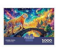 Le Tigre se Tient sur Un Pont de Pierre Puzzle De 1000 Pièces Le Roi forêt Parfait pour Le Lien Familial, Adultes Et Enfants 38x26cm/1000pcs