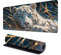 Le Tigre Tapis de Souris Gamer 700 x 300 x 3mm Blanc Tapis Souris XXL Extended Mousepad Desk Mat avec Base en Caoutchouc Antidérapant, Imperméable Mouse Pad, pour Ordinateur, PC, Bureau, Maison r-343