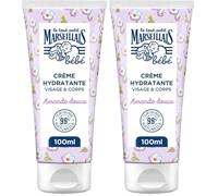 Le Tout Petit Marseillais Bébé - Crème Hydratante Amande Douce (100 mL) - Hydratation 24h visage & corps pour peaux sensibles dès la naissance - Aloe vera bio, karité & glycérine (Lot de 2)