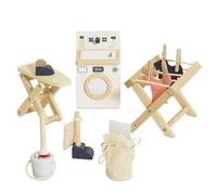 Le Toy Van - Ensemble d'accessoires de buanderie en bois pour maisons de poupées | Ensembles de meubles pour filles ou garçons - Convient aux enfants de 3 ans et plus