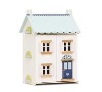 Le Toy Van - H125 - Maison de poupée Blue Belle en bois certifié FSC, 3 ans, pour fille, 2 étages, l 44 x p 36 xh 66 cm, avec volets, fenêtres et portes qui s'ouvrent, jeu Montessori écologique