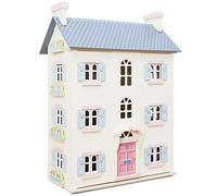 Le Toy Van - H150 - FSC-zertifiziertes Kirschbaum-Puppenhaus aus Holz, Alter 3, für Mädchen, 3 Etagen, B 64 x B 41 x H 92 cm, mit interner Treppe, zu öffnenden Fenstern und Türen, Montessori