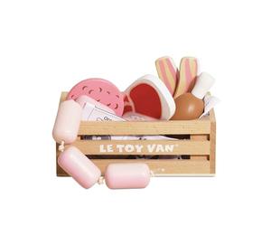 Le Toy Van Lernspiel für Kinder AB 2 Jahren, Fleisch- und Wurstbox aus Holz, Montessori-Spielzeug, ökologisches Spiel aus FSC-Holz und Farben Auf Wasserbasis