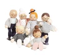 Le Toy Van - P053 - Familie für Puppenhaus aus FSC-zertifiziertem Holz, 3 Jahre, Set 7 Puppen, Montessori, Zubehör, Miniaturfiguren für Puppenhaus