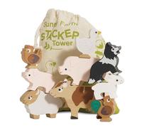 Le Toy Van - PL141 - Lernspiel zum Stapeln Von Nutztieren, für Kinder AB 18 Monaten, Balance-Aktivität, ökologisches Spiel, 9 Tiere und Tasche, aus FSC-Holz, plastikfrei, Petilou
