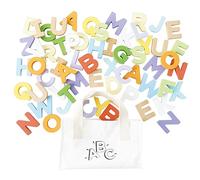 Le Toy Van - PL143 - Jeu éducatif Lettres de l'Alphabet, 18 Mois, Montessori, ecologique, en Bois, 60 Pièces, Inclus Sac en Coton avec Anse, Certifié FSC & Couleurs à l'eau, Petilou