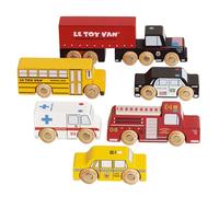 Le Toy Van - TV268 - FSC-Holzspielzeugautos für Kleinkinder AB 2 Jahren, Set mit 6 Fahrzeugen im New Yorker Stil mit Holzrädern, kompatibel mit Allen gängigen Holzeisenbahnschienen, plastikfrei