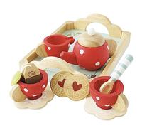 Le Toy Van - TV276 - Holzspielzeug-Teeservice, Lernspiel, 2 Jahre, 12 Teile, Montessori-Spiel, Tassen und Untertassen, 1 Teekanne, 1 Teebeutel, 1 Löffel, 2 Kekse, 1 Holztablett