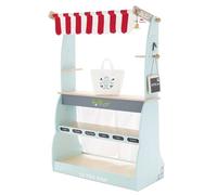 Le Toy Van - TV317 - Lernspiel für Kinder ab 3 Jahren. Supermarkt großes umkehrbares Spielzeugcafé mit Rädern 2 in 1, inklusive 1 Tafel, 1 Glocke und 1 Einkaufstasche, aus Holz
