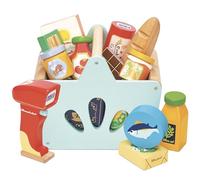 Le Toy Van - TV326 - Panier de courses en bois et jeu éducatif scanner, pour les enfants à partir de 2 ans, 13 accessoires inclus, jeu écologique, Montessori, en bois certifié FSC et couleurs à l'eau