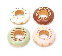 Le Toy Van - TV332 - Pretend Donuts Lernspiel, Kinderspielzeug, 2 Jahre, Set mit 4 Donuts mit Geschenkbox, Montessori-Spiel, FSC-Naturholz und Farben auf Wasserbasis