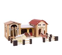 Le Toy Van - TV410 - Lernspiel Tierfarm aus Holz mit abnehmbarem Dach, 3 Jahre, Montessori, 58 x 52 x 24 cm, großer Stall mit Scheune und Schweinestall, mit beweglichen Zäunen