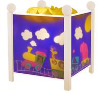Le Train Du Voyage - Veilleuse - Lanterne Magique - Idéal Cadeau Enfant - Dessin Animé - Lumière Rassurante - Couleur Bois Blanc - Ampoule 12v 10w Inclue - Prise Elec. Eu