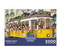 Le Tramway n° 28 de Lisbonne est rempli Puzzle en Bois Imperméable DIY Puzzles De 1000 Pièces pour Adultes Coloré Jeux Éducatifs