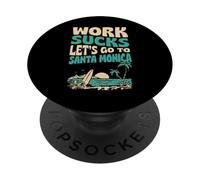Le Travail est nul, partons en Vacances de Surf Floral à Santa Monica PopSockets PopGrip Adhésif