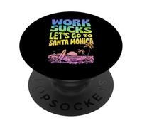 Le Travail est nul, partons en Vacances de Surf Floral à Santa Monica PopSockets PopGrip Adhésif