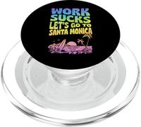 Le Travail est nul, partons en Vacances de Surf Floral à Santa Monica PopSockets PopGrip pour MagSafe
