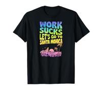 Le Travail est nul, partons en Vacances de Surf Floral à Santa Monica T-Shirt
