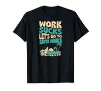 Le Travail est nul, partons en Vacances de Surf Floral à Santa Monica T-Shirt