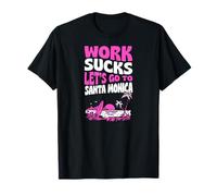 Le Travail est nul, partons en Vacances de Surf Floral à Santa Monica T-Shirt