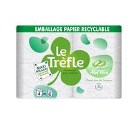Le Trèfle Aloé Véra - Papier toilette - 4 maxi rouleaux = 6 rouleaux classiques - Moelleux triple épaisseur - Lotion Aloé Véra