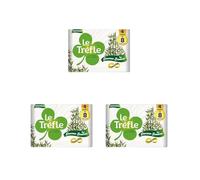 Le Trèfle Douceur Bambou - 12 Rouleaux de Papier Toilette, Triple épaisseur, 260 Feuilles par Rouleau, Naturellement doux pour la Peau, Rouleaux dotés de Fibres de Bambou, Blanc