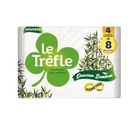 Le Trèfle Douceur Bambou - 24 Rouleaux de Papier Toilette, Triple épaisseur, 260 Feuilles par Rouleau, Naturellement doux pour la Peau, Rouleaux dotés de Fibres de Bambou, Blanc