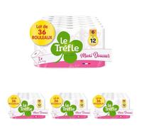 Le Trèfle Maxi Douceur - Papier toilette, 144 Maxi Rouleaux = 288 Rouleaux Classiques, Gaufrage en Forme de Trèfle, Double épaisseur, Blanc
