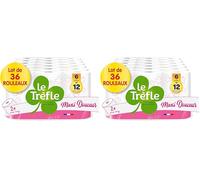 Le Trèfle Maxi Douceur - Papier toilette, 72 Maxi Rouleaux = 144 Rouleaux Classiques, Gaufrage en Forme de Trèfle, Double épaisseur, Blanc