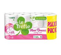 Le Trèfle Maxi Douceur Papier toilette I Paquet de 16 = 24 rouleaux I 2 voiles I Maxi rouleaux I Sensation Douceur I Papier certifié FSC®