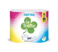 Le Trèfle Papier toilette Infini double épaisseur - 4 maxi rouleaux de 500 feuilles - Blanc