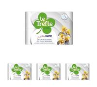 Le Trèfle Ultra Care Papier Toilette 4 Épaisseurs - 6 Rouleaux, 115 Feuilles par Rouleau, Enrichi en Lotion aux Extraits d’Hamamélis, Testé Dermatologiquement pour Peaux Sensibles, Blanc (Lot de 4)