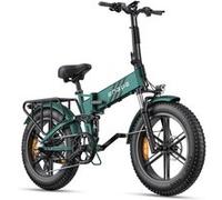 Le vélo électrique pliant ENGWE est équipé de pneus de 20 x 4 pouces de large, d'une batterie de 16 Ah, d'une suspension intégrale, d'une boîte de vitesses à 8 rapports et d'un moteur Engine Pro 2.0. 
