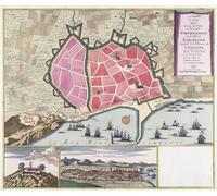 Le véritable plan exact de toutes les anciennes et nouvelles fortifications de la ville de Barcelone Capitale de la province de Catalogne Espagne. Datée vers 1706 au milieu de la guerre de Succession