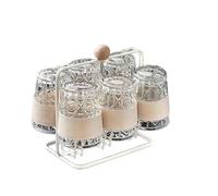 Le verre est pratique et exquis. Six tasses avec plaques de drainage peuvent résister à des températures élevées. Utilisation domestique simple - (6 tasses + étagère)