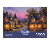 Le Village en Pierre à la Pénombre Puzzle en Bois Imperméable DIY Puzzles De 1000 Pièces pour Adultes Amusant De Décoration pour La Maison