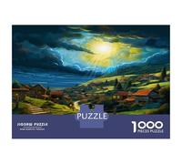 Le villagePuzzle 1000 Pièces avec Emboîtement Parfait, Puzzle d'art Chemin soleildéfi Entre Amis pour Un Tableau À Encadrer, Superbe Idée Cadeau 38x26cm/1000pcs