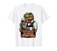 Le vin Devient Meilleur avec Extinction Dinosaur Lover T-Shirt Graphique avec Valeur, Homme, Blanc, L