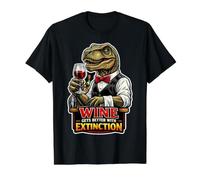 Le vin Devient Meilleur avec Extinction Dinosaur Lover T-Shirt Graphique avec Valeur, Homme, Noir, M