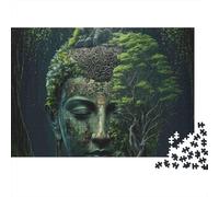 Le Visage du Bouddha de la forêt Puzzle 1000 Pièces Carton Premium pour Couples, Puzzle De Concentration, Temps De Loisir en Intérieur, pour Nouveaux Propriétaires 52x38cm/1000pcs