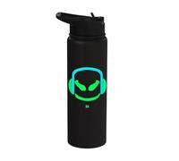 Le visage souriant de DJ Mallow à moitié vert et bleu Stainless Steel Insulated Water Bottle