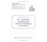Le Vocabulaire Psychologique Dans Les Chroniques De Froissart