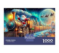 Le Voyage en Train de Santa Puzzle 1000 PiècesXmas Train pour Passionnés Carton Épais Difficile pour Collectionner Livraison Rapide avec Affiche Guide 70x50cm/1000pcs