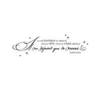 Le vrai bonheur ne dépend de rien Sticker mural Salon Bureau Citation motivante inspirante Petit format - 17x56cm
