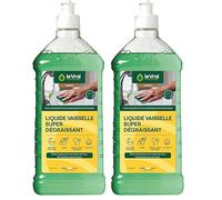 LE VRAI PROFESSIONNEL - Liquide Vaisselle Super Dégraissant - Élimine Graisses et Résidus - Ecologique - Parfum Fruité - Fabrication Française - Flacon 1 L (Lot de 2)