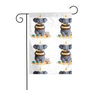 Le YYHWHJDE L'éléphant a un énorme gâteau La taille précise de ce drapeau de jardin est de 30,5 x 45,7 cm, ce qui est un rapport d'or soigneusement conçu. Il s'adapte parfaitement à la grande majorité