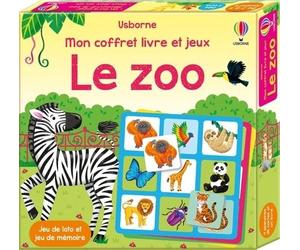 Le zoo - Mon coffret livre et jeux - Dès 3 ans + 4 planches loto + 36 cartes - Emily Emerson - Usborne - Coffret - Jeux livres objets